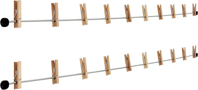 LeTOMA – Hochwertiges Fotoseil aus Stahl 2x200 cm lang und 2x16 rustikale Holzklammern 45mm - Fotole