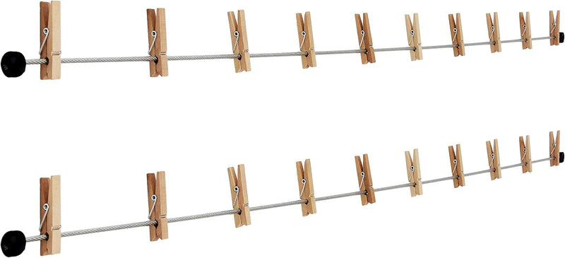 LeTOMA – Hochwertiges Fotoseil aus Stahl 2x200 cm lang und 2x16 rustikale Holzklammern 45mm - Fotole