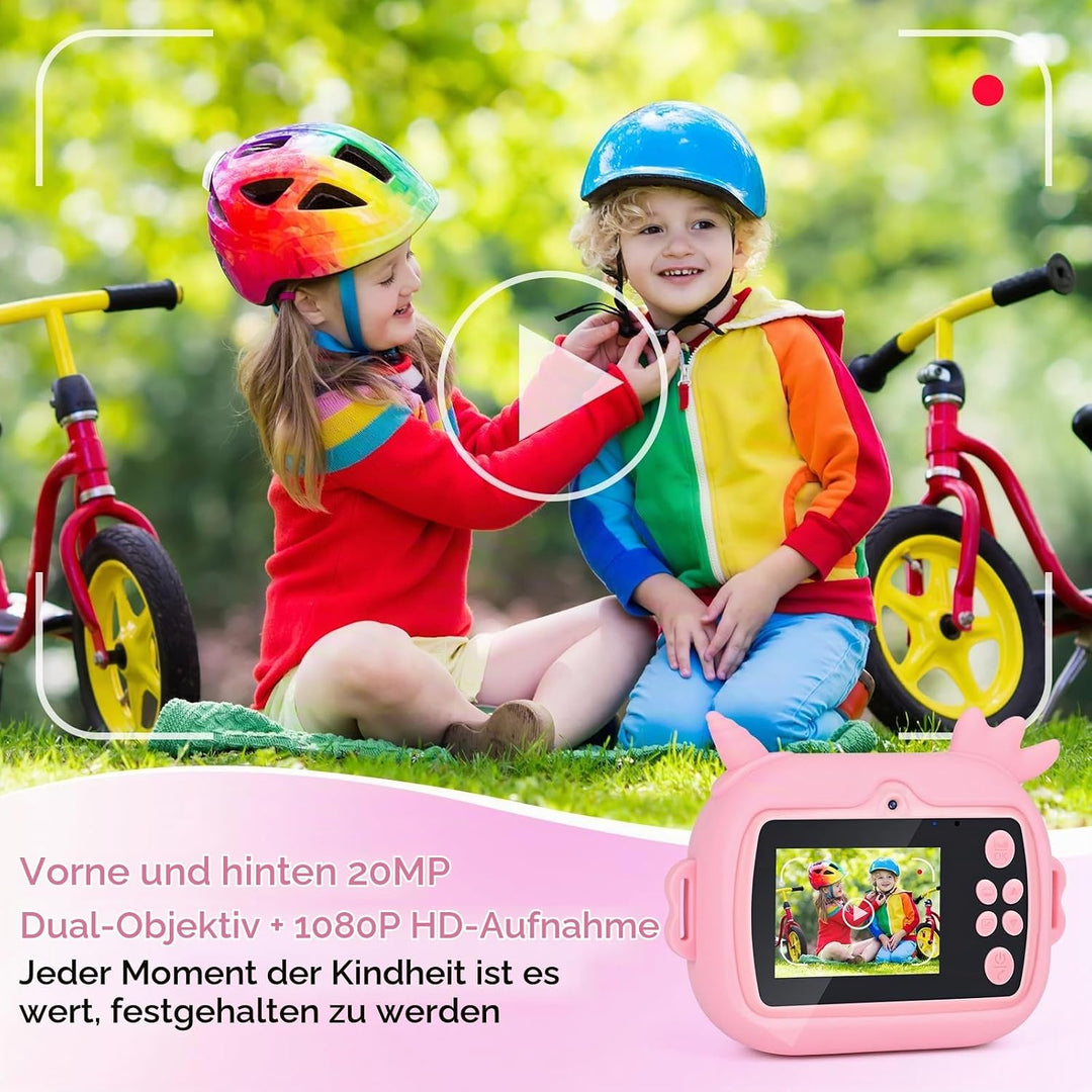 Sofortbildkamera, 2,4 Zoll (6,1 cm) Display, Digitalkamera für Kinder, Videokamera mit Druckpapier u