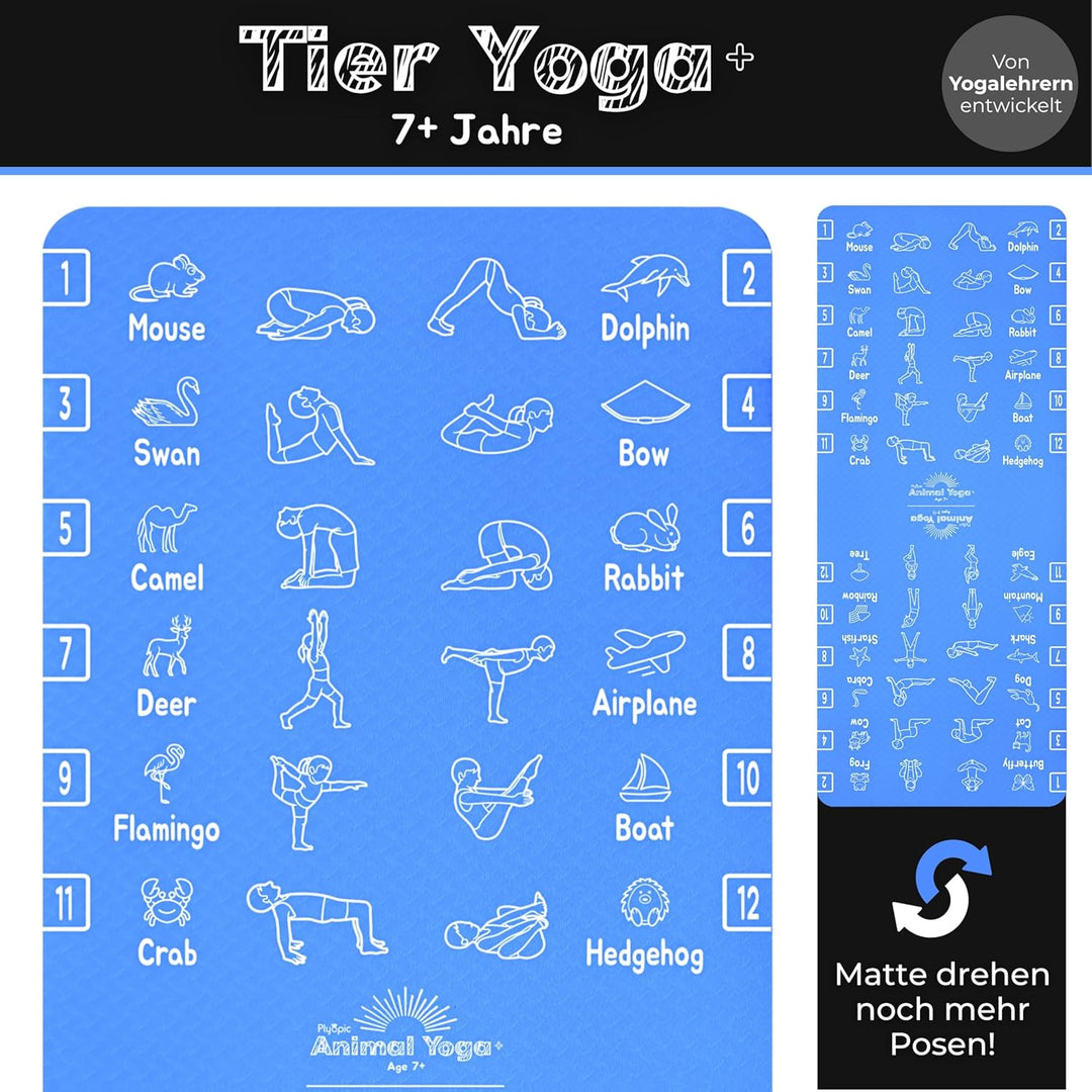 Plyopic Kinder Yogamatte – Leicht, Rutschfest, TPE Fitnessmatte – Ideal für Jungen &amp; Mädchen (3–12 J