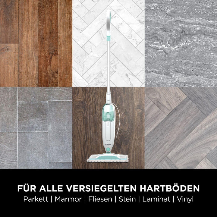 Shark Dampfreiniger [S1000EU] für Fliesen und versiegelte Hartböden, mit Dirt-Grip Mikrofaserpads, W