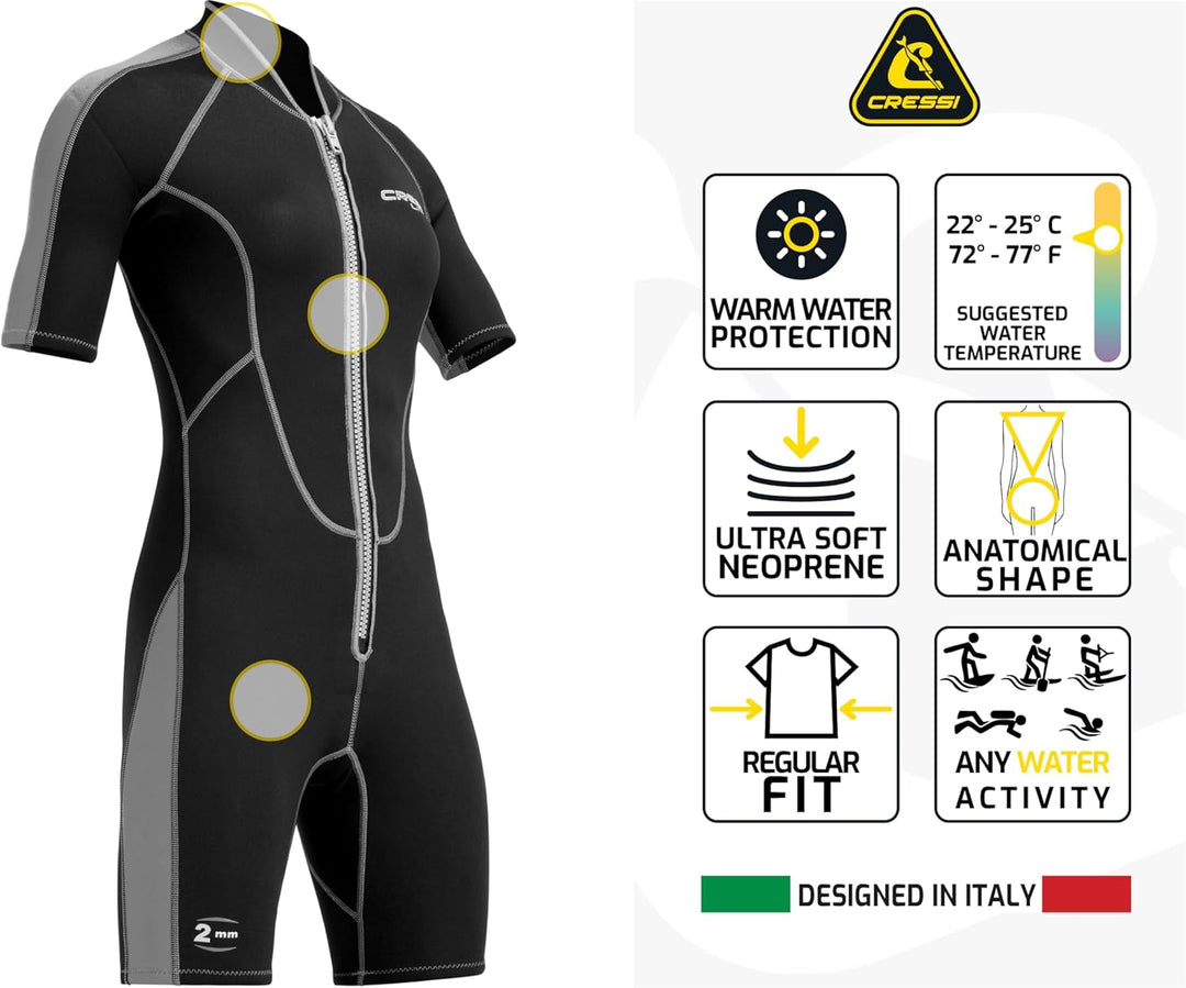 Cressi Women's Short Front Zip Wetsuit for Surfing, Snorkeling, Scuba Diving -Lido Short Lady pink/s
