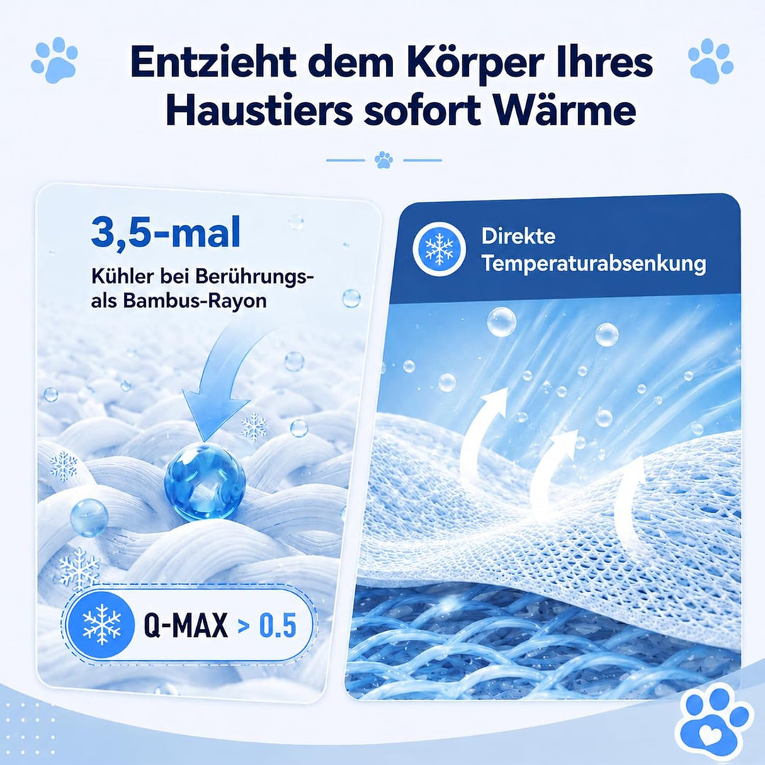 Selbstkühlende Kühlmatte für Hunde und Katzen – 101 × 149 cm – Atmungsaktive Polyester Hundematte, W