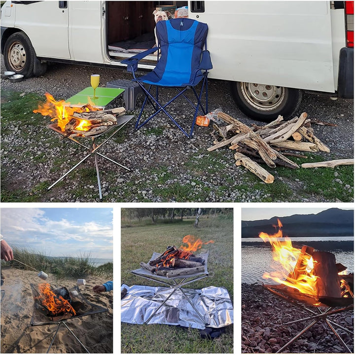 MIVIDE Tragbare Feuerstelle für den Aussenbereich, 56cm/22 Zoll Grosse Faltbar Feuerstelle für Campi