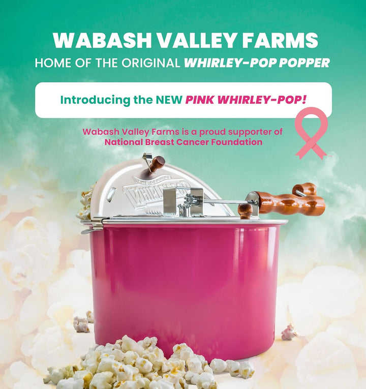 Wabash Valley Farms Pink Whirley Pop mit Nylon-Zahnrädern – 1 Popcorn-Set inklusive, Filmabend zu Ha