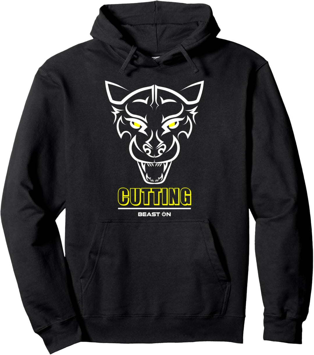 Panther Kopf Cutting Gelb Gym Workout Fitness Training Gains Pullover Hoodie