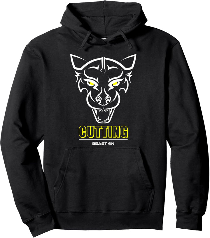 Panther Kopf Cutting Gelb Gym Workout Fitness Training Gains Pullover Hoodie
