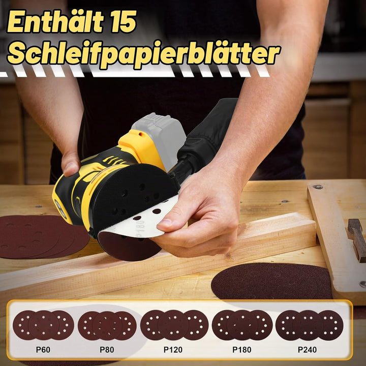 Exzenterschleifer für DeWalt 20V Akku(no Akku),125mm Schleifmaschine, 3 Geschwindigkeiten 7,000-11,0
