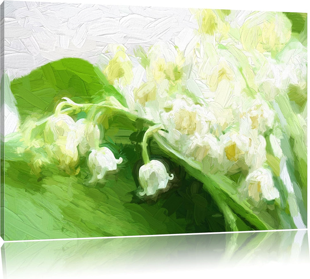 Pixxprint Maiglöckchen Ostern Kunst Pinsel Effekt, Format: 100x70 auf Leinwand, 100x70