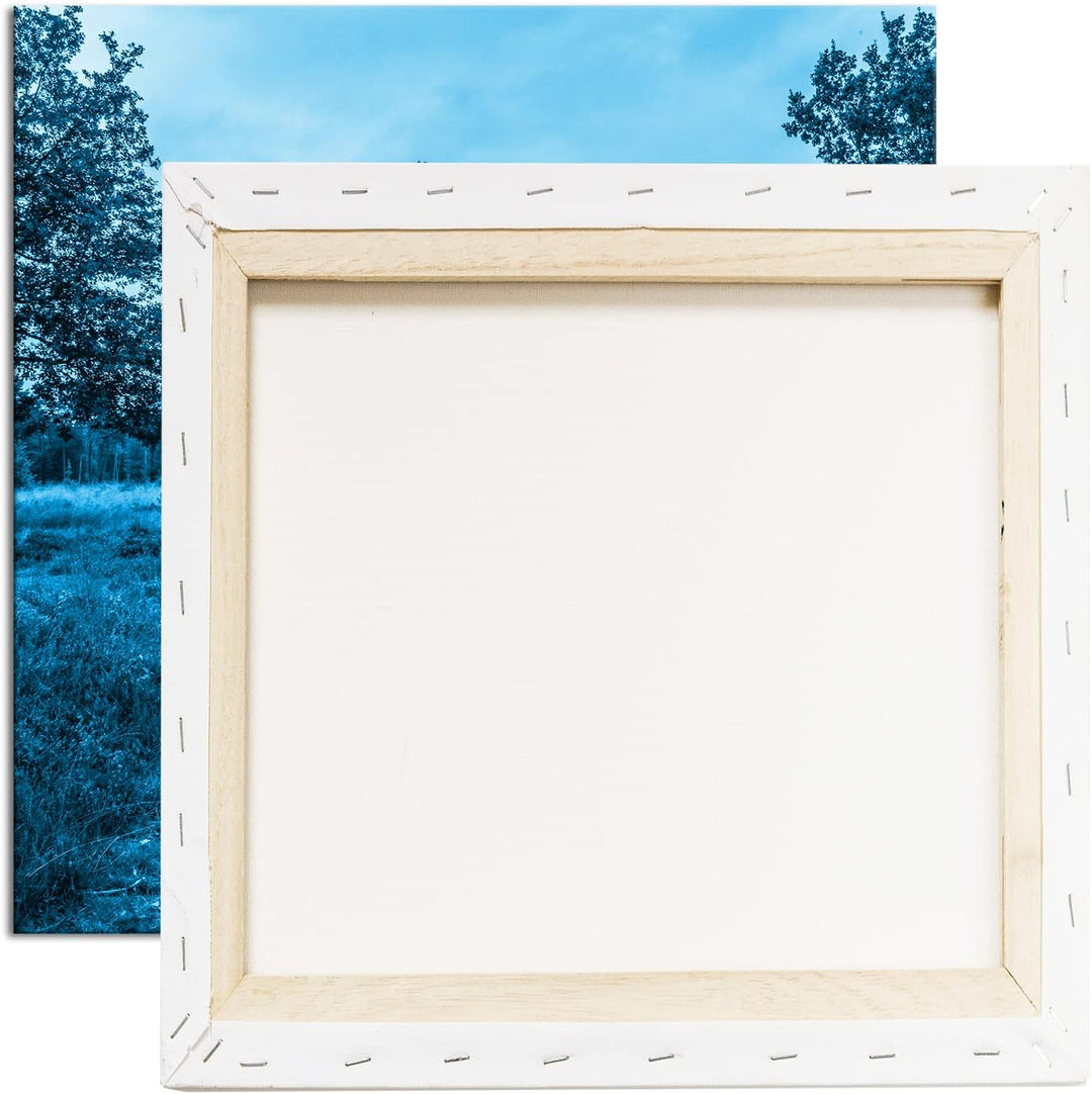 deyoli einsame Bank im Wald Format: 60x60 Effekt: Monocrome Blau als Leinwand, Motiv fertig gerahmt