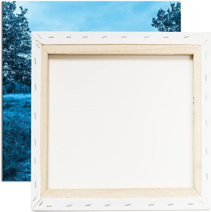 deyoli einsame Bank im Wald Format: 60x60 Effekt: Monocrome Blau als Leinwand, Motiv fertig gerahmt