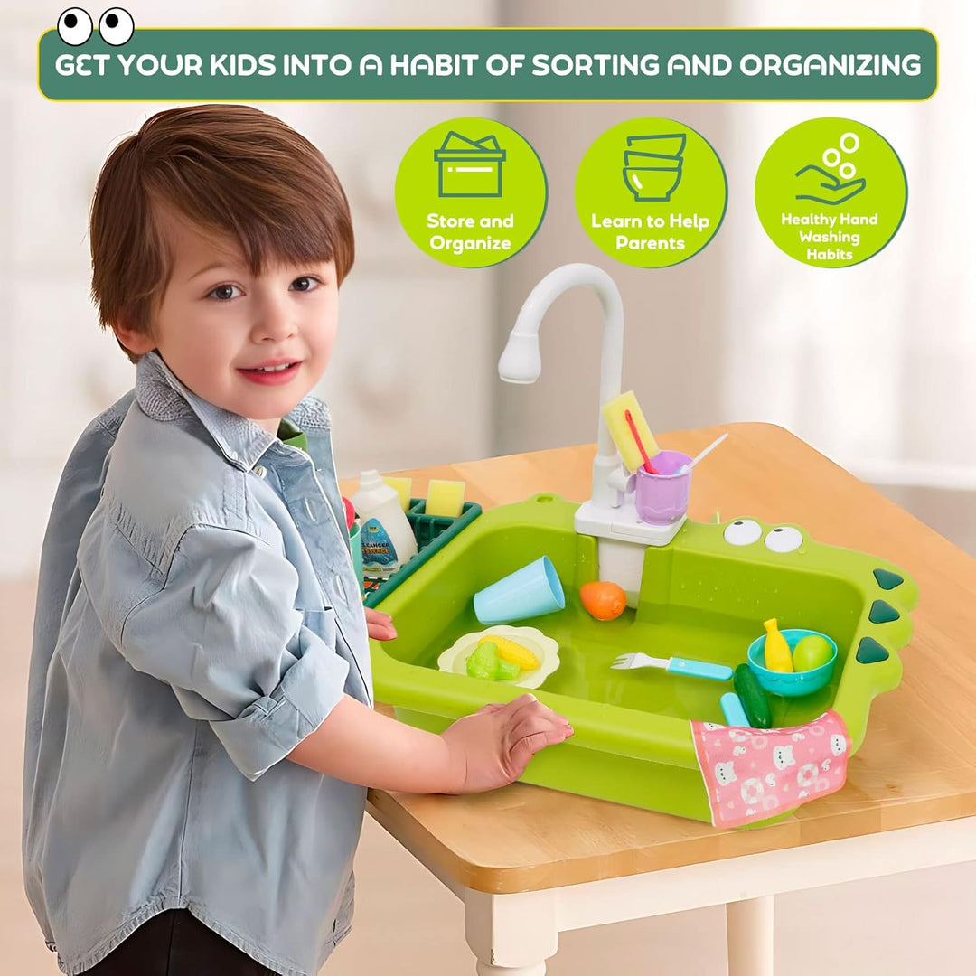 Küchenspüle Spielzeug mit fliessendem Wasser, küchen Spielzeug Kinder mit Wasser-Recycling Wasserhah