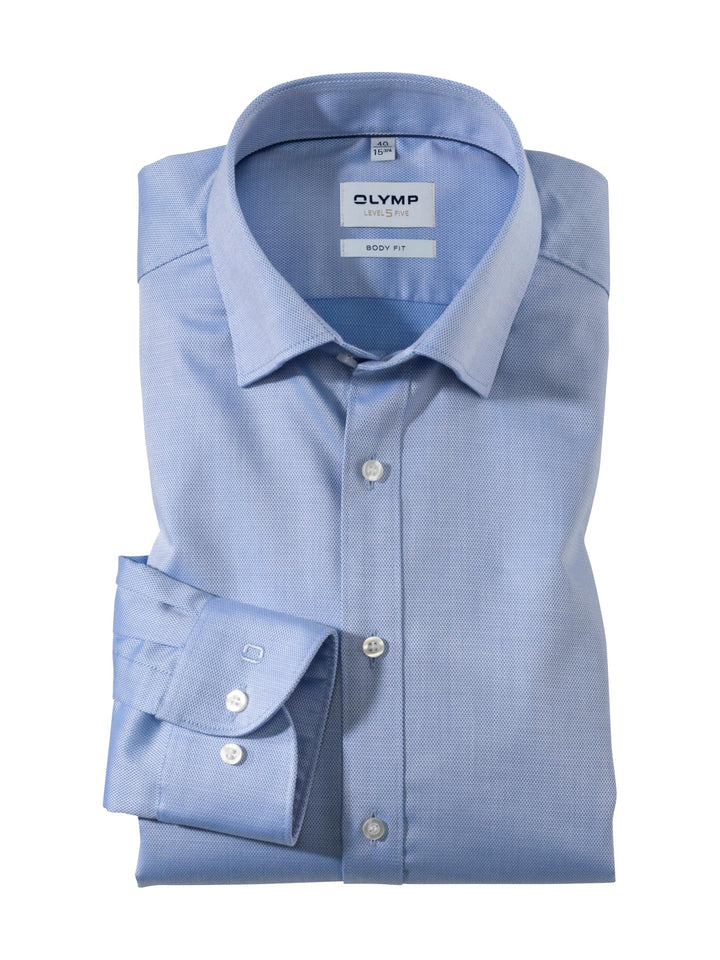 OLYMP Herren Businesshemd Langarm Level.Five.Body.fit,Einfarbig,Body fit,Under Button Down 37 Blau 1