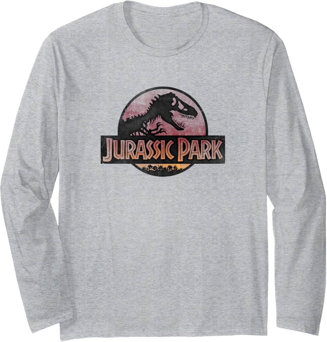 Jurassic Park Orange Gradient Sunset Logo Langarmshirt