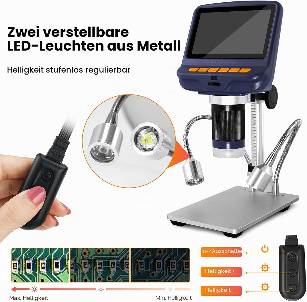 Andonstar AD106S USB-Digitalmikroskop, 10,9 cm Bildschirm-Mikroskop zum Löten/PCB/Uhr/Telefon-Repara