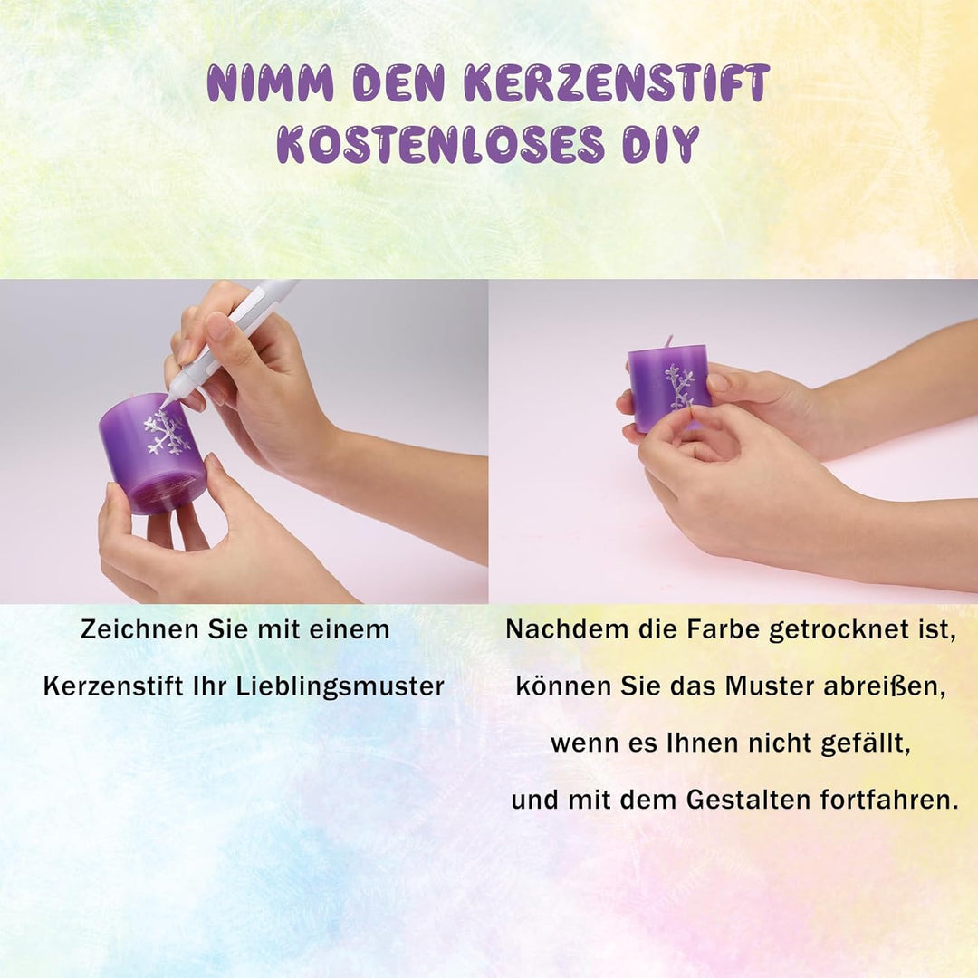 Ovaletta 16 Stück Kerzenstifte, Kerzen Bemalen Set, Wachsstifte für Kerzen, Candle Pen Ideal zum Dek