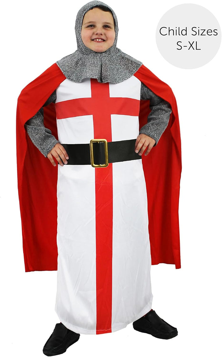 Kinderritter-Kostüm, St. George, englischer Kreuzritter, Outfit, König, Arthur, mittelalterlicher Kr