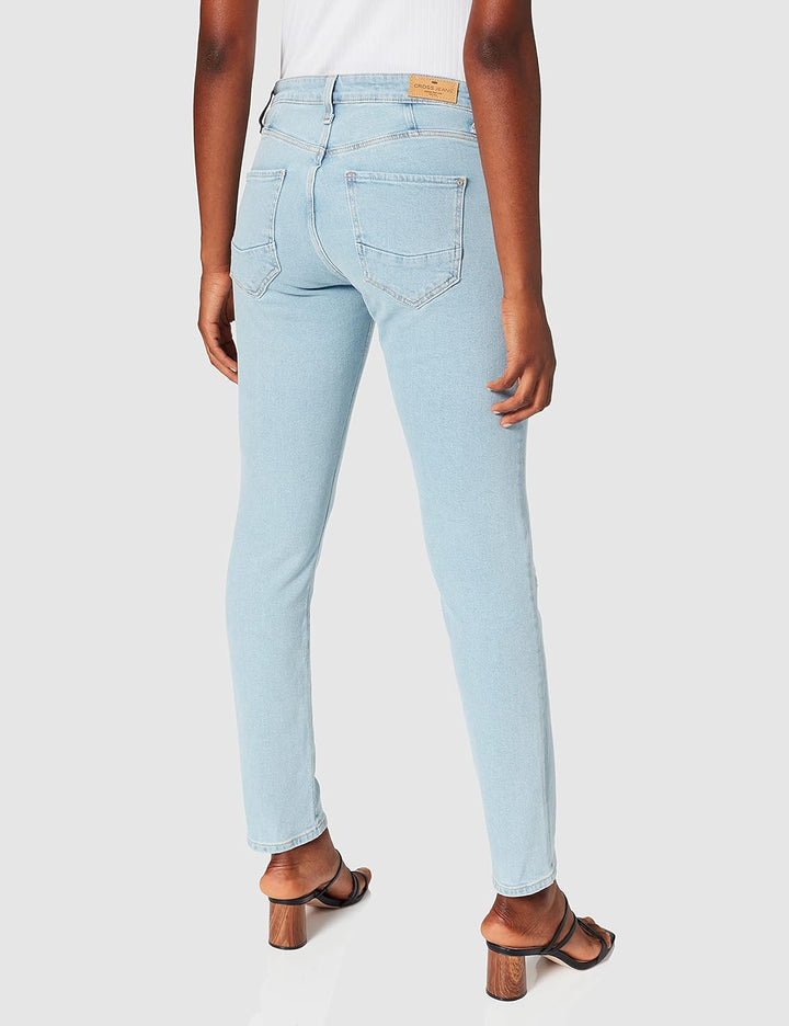 Cross Damen Gwen Boyfriend Jeans 28W Blau (Light Blue Destroyed 049), 28W Blau (Light Blue Destroyed