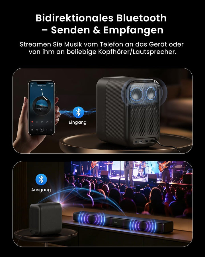 WEMAX Smart Beamer mit Google TV & Netflix Lizenziert, 500 ISO Lumen, 1080P (4K), 8-Punkt Auto-Keyst