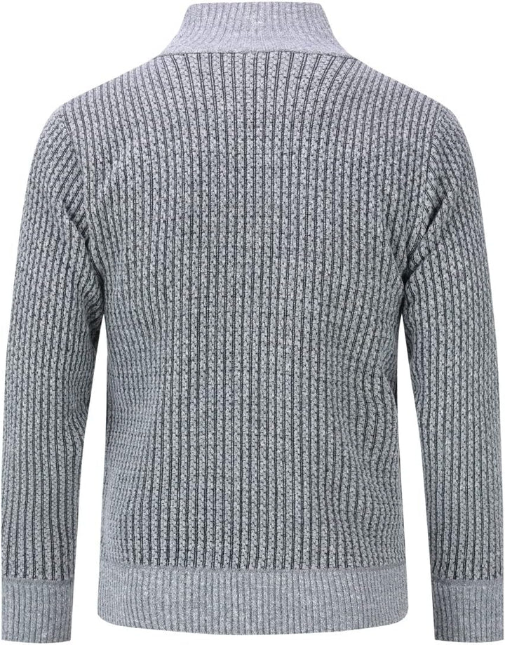 YOUTHUP Herren Strickjacke mit Stehkragen Fleecejacke Warm Übergangsjacke Reissverschluss Pullover M