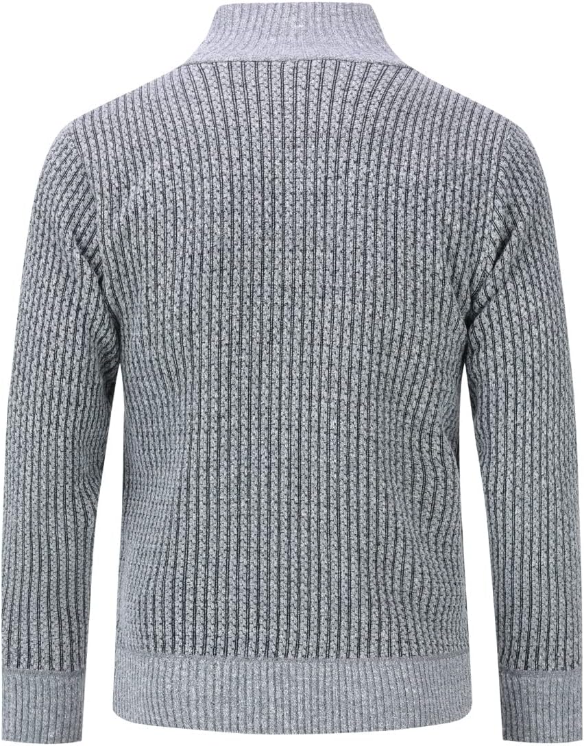 YOUTHUP Herren Strickjacke mit Stehkragen Fleecejacke Warm Übergangsjacke Reissverschluss Pullover M