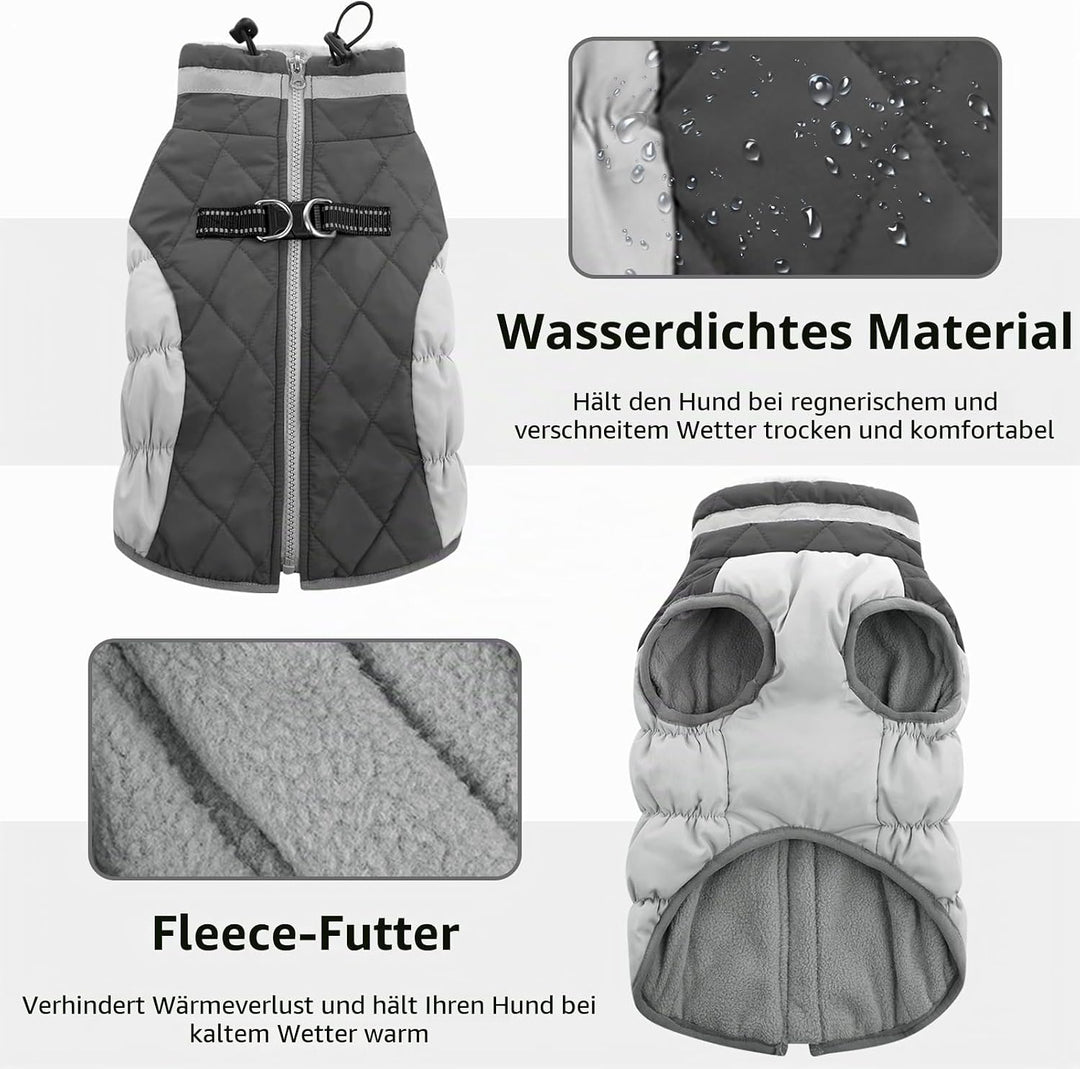 Hundemantel Winter,Hundemantel Grosse Hunde,Hundejacke mit Geschirr, Wasserdicht Wintermantel Hund m