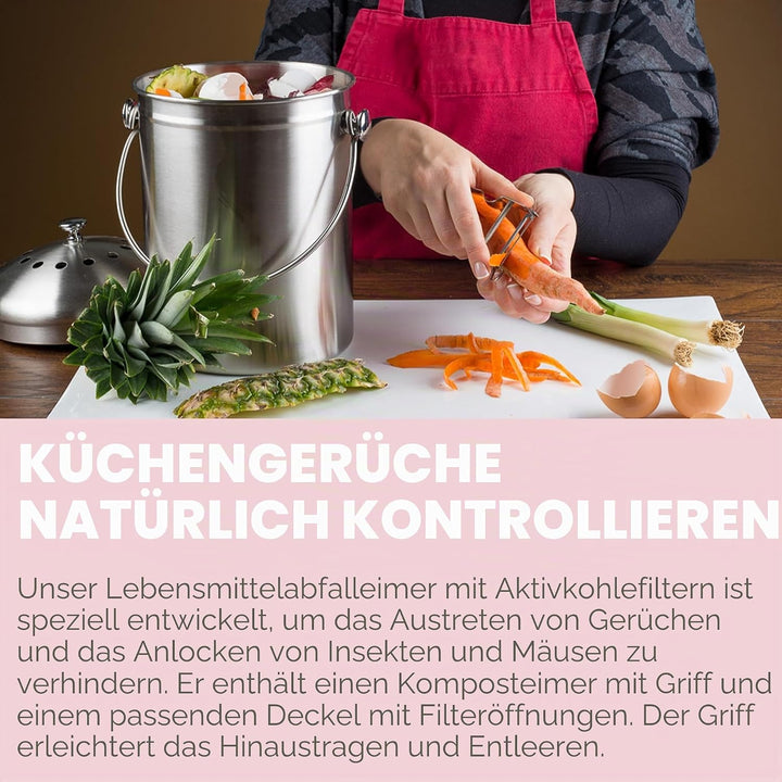 Epica Komposteimer, Edelstahl, 1 Gallon Grau, Grau