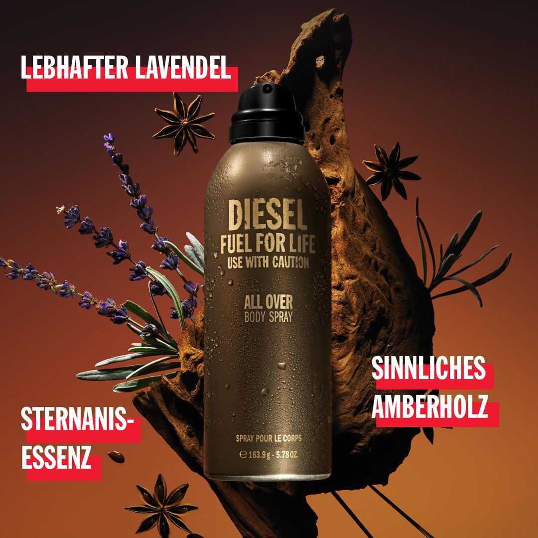 Diesel Fuel For Life, Bodyspray für Männer, Körperspray mit frischem und kraftvollem Duft nach Laven