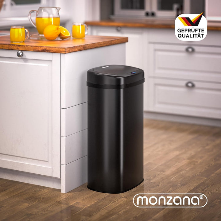 Monzana® Mülleimer mit Sensor Küche 50L Edelstahl Automatik Deckel Klemmring inkl. USB-Kabel Abfalle