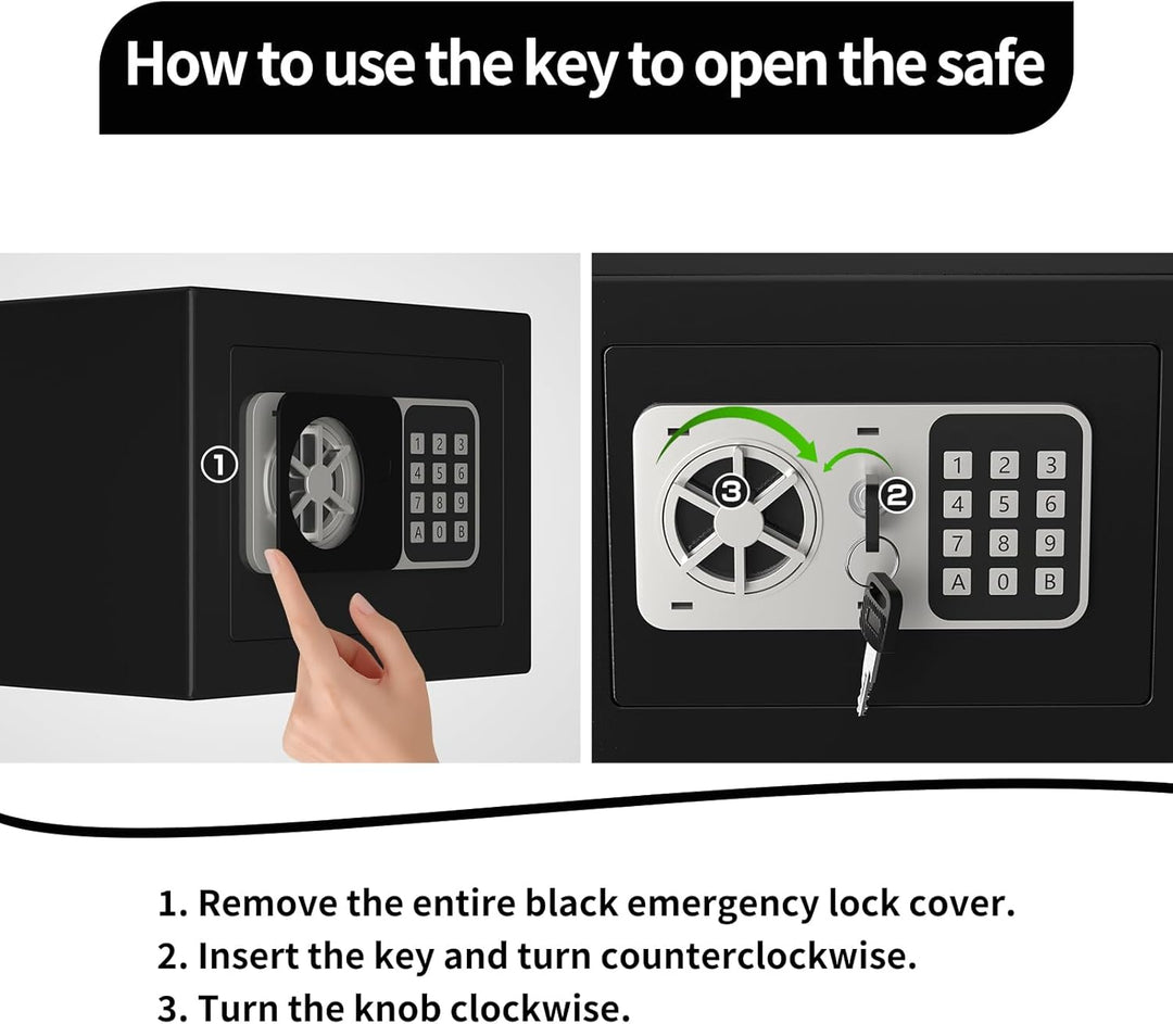 Digitaler Safe 6,8 l, kleiner Tresor für Zuhause, elektronische Sicherheitskassette, Wandtresor fürs
