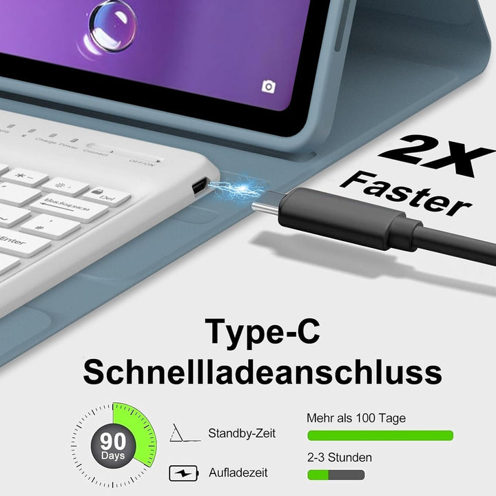 Tastatur für Lenovo Idea Tab Pro Gen 2 Tablet 13 Zoll (TB390FU), Blau | Hülle mit Tastatur für Lenov