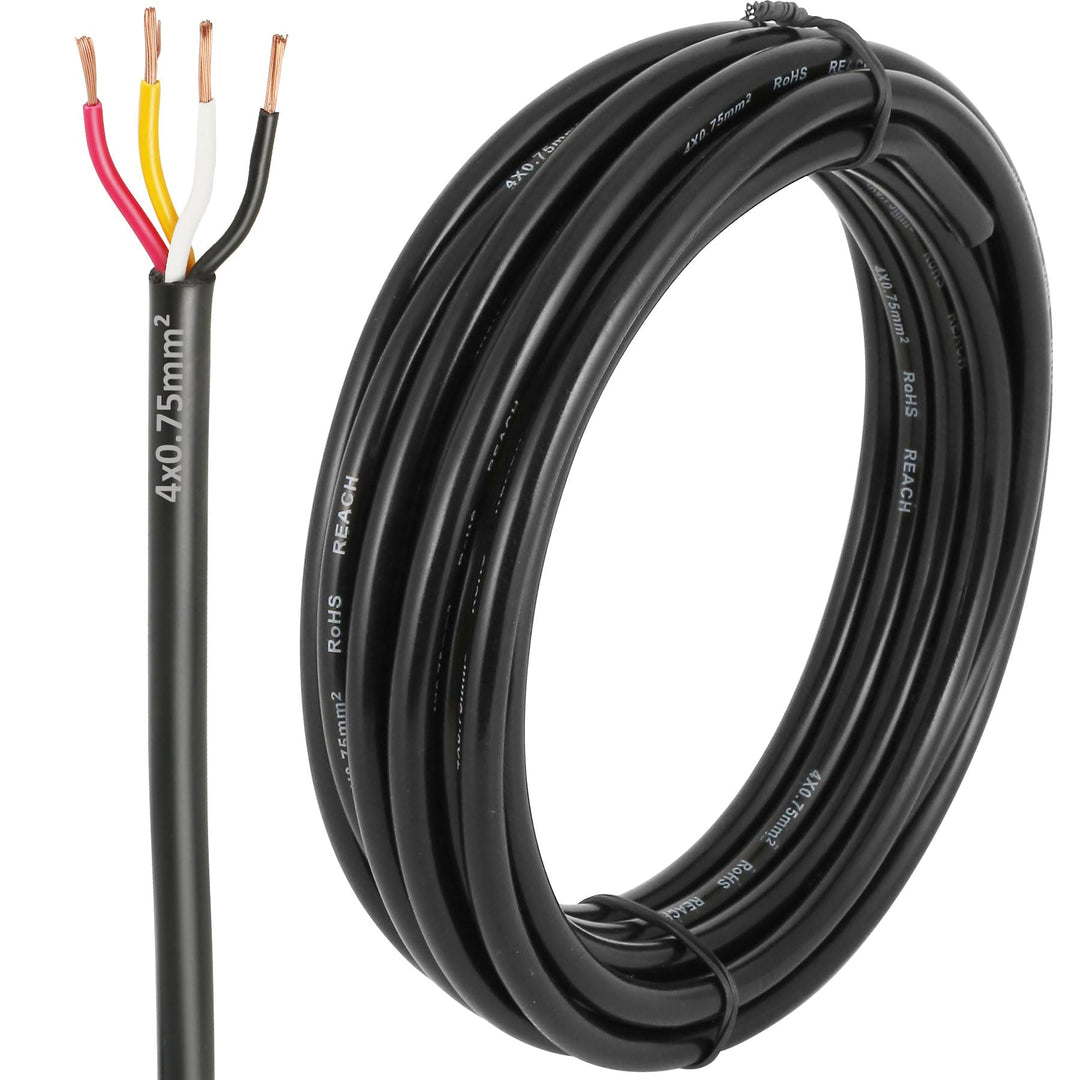 18Awg 4×0.75mm² Elektrischer Draht Kabel 4 adrig 5M Kupferkabel Fahrzeugkabel 4 polig Verlängerungsk