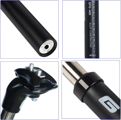 GANOPPER Sattelstütze Gefedert 27.2/28.6/30.0/30.4/31.6/33.9/34.9 350mm Alu Mit Konverter Für MTB BM