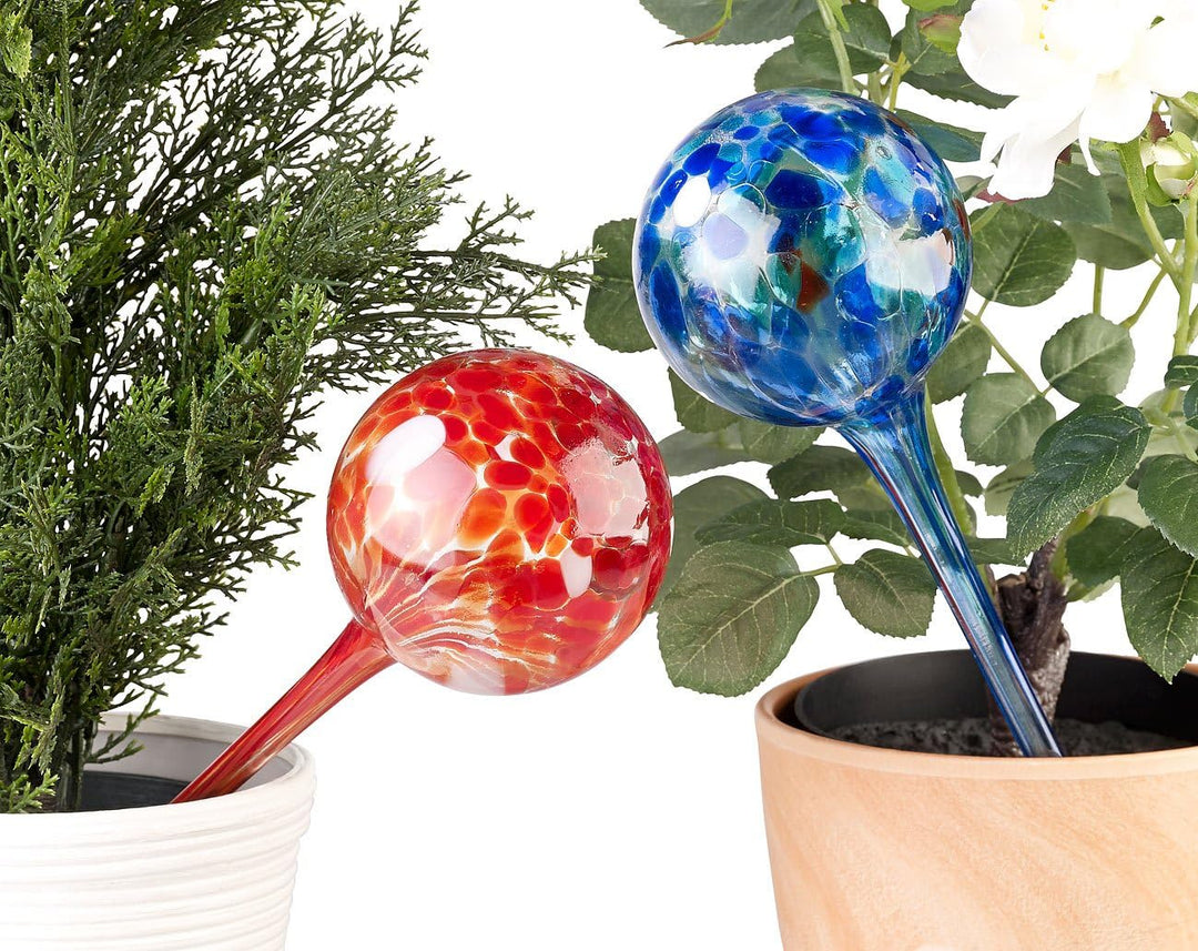 Royal Gardineer Giessstab: 2er -Set Giessfrei-Bewässerungs-Kugeln aus Glas, je 4 STK., Ø 8,5 cm (Was
