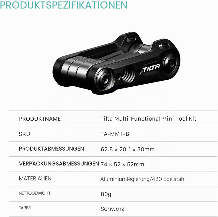 Tilta Multifunktionales Mini-Werkzeug-Set, Kamera-Werkzeug mit 6 Spezifikationen, Schraubenschlüssel