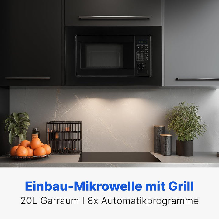 Bomann Einbaumikrowelle mit Grill | 60cm | 800W Mikrowelle | 1000W Grill | inkl. Grillrost und Dreht