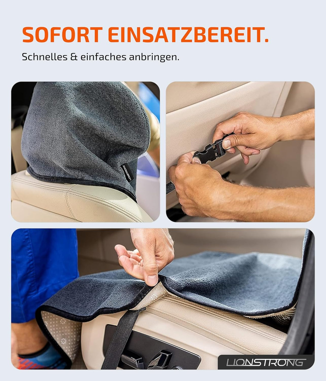 LIONSTRONG® Autositzschoner Vordersitz universell kompatibel [WASSERDICHT] - Autositzbezüge Vordersi