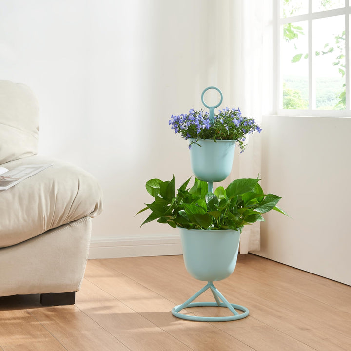 [en.casa] Blumenständer Alphen Blumentopfständer mit 2 Pflanztöpfen Blumentopfregal Pflanzenständer