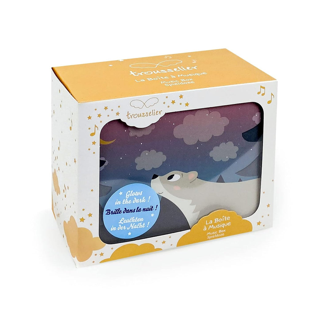 Trousselier 6260123 Schmuckkästchen für Kinder, Bär, Spieluhr mit Musik und tanzender Figur, Musiksp