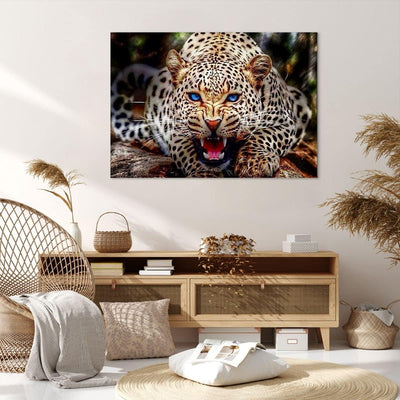 Bilder auf Leinwand 100x70cm Leinwandbild mit Rahmen Panther Tier Gross Wanddeko Bild Schlafzimmer K