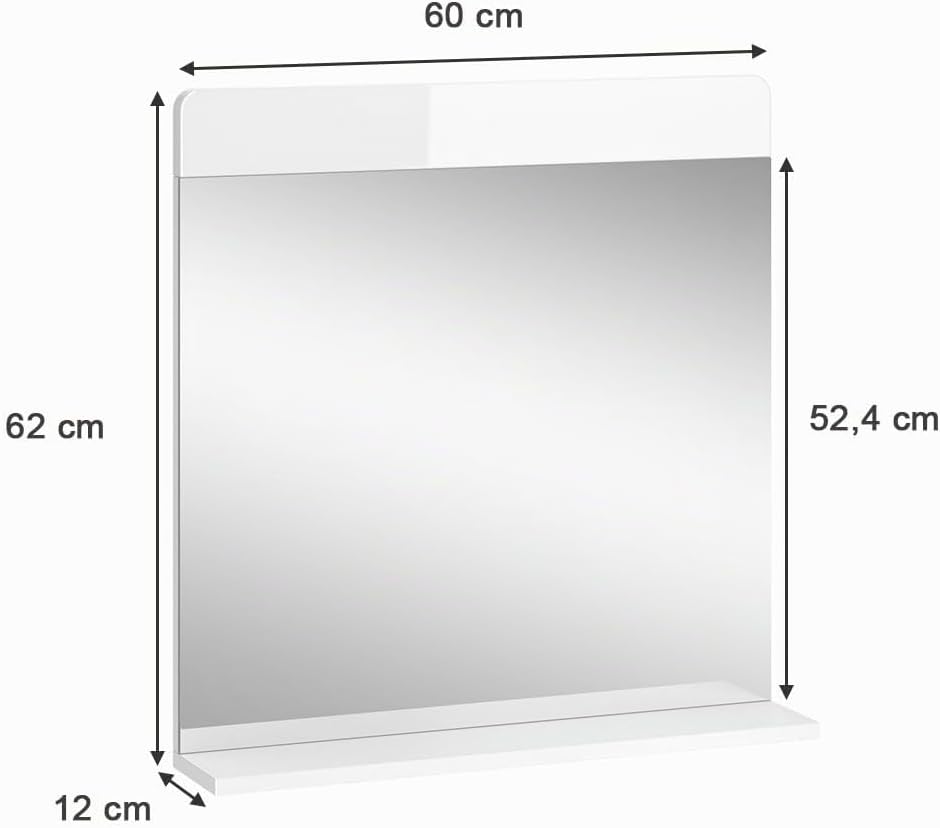 Vicco Badezimmerspiegel Izan, Weiss Hochglanz, 60 x 62 cm Badspiegel, Badspiegel