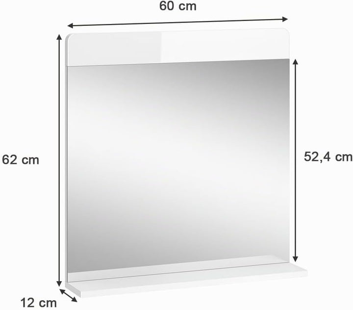 Vicco Badezimmerspiegel Izan, Weiss Hochglanz, 60 x 62 cm Badspiegel, Badspiegel