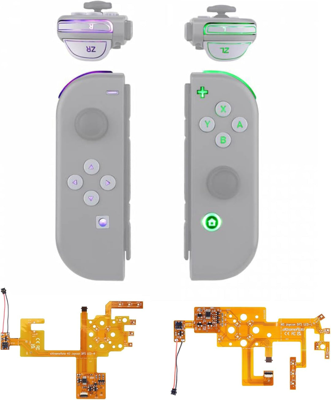 eXtremeRate LED Tasten für NS Switch Joycon,Leuchttaste ABXY Knöpfe Richtungsknöpfe Trigger Tasten B