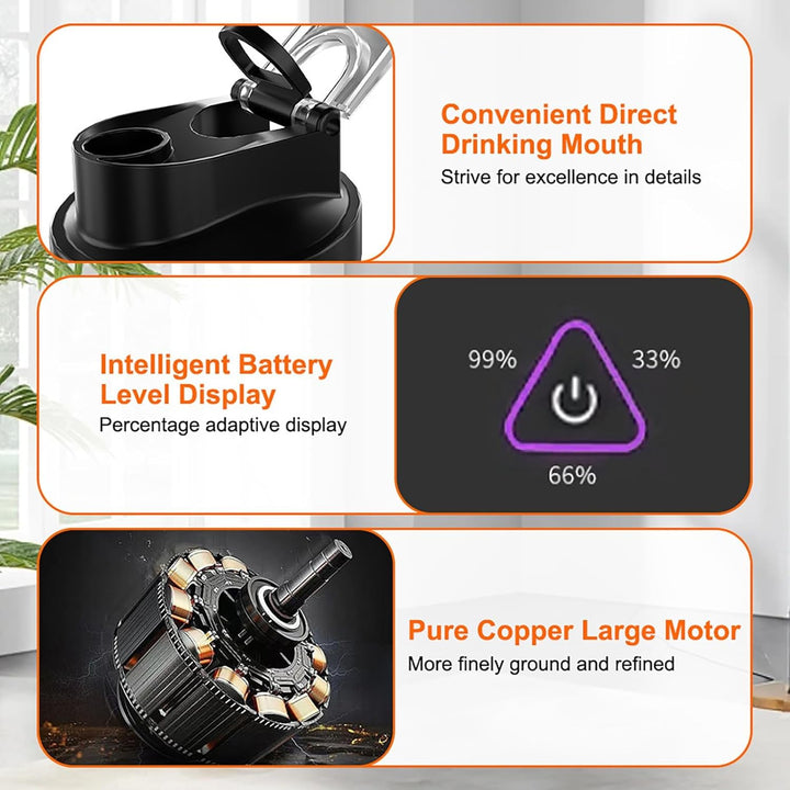 Smoothie Maker,Tragbarer Mixer/Blender 700ml,Leistungsstarker Mini Mixer To Go,6000 mAh Batterie,Por
