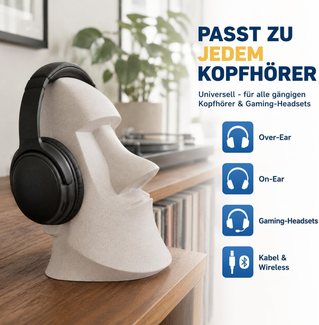 Moai Kopfhörerhalter – Kopfhörer Ständer & Headset Halter für Gaming, Schreibtisch & Büro, stylische