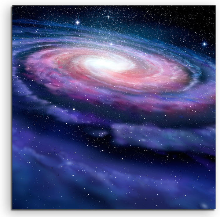 Paul Sinus Art Leinwandbild 60x60cm Illustration – Spiralförmige Galaxie auf Leinwand Exklusives Wan