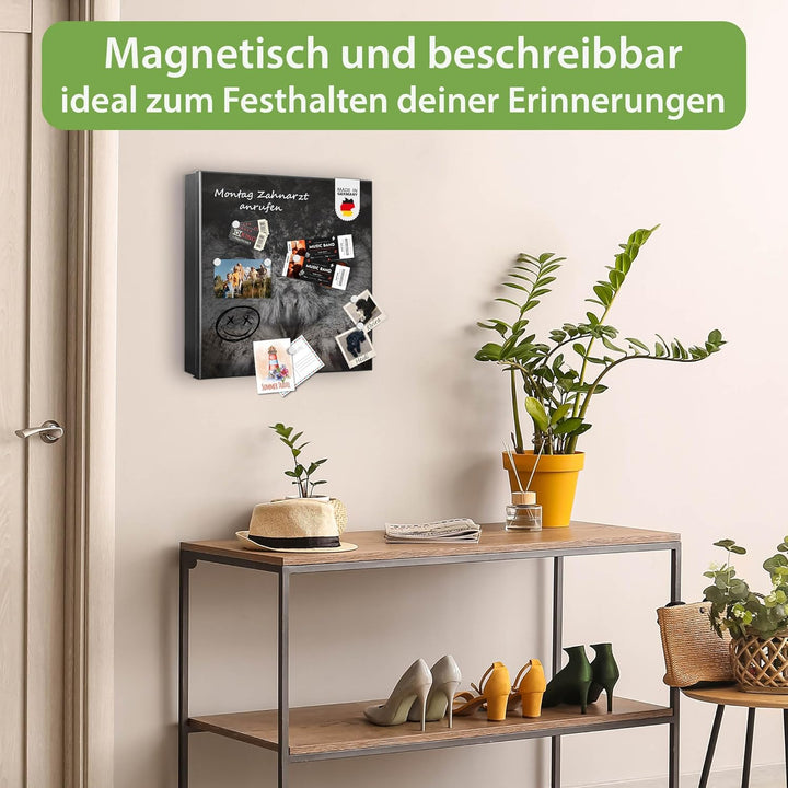 banjado® Grosser Schlüsselkasten Glas/Schlüsselbox 30cm x 30cm mit 50 Haken - Motiv Uhu/Schlüsselkas
