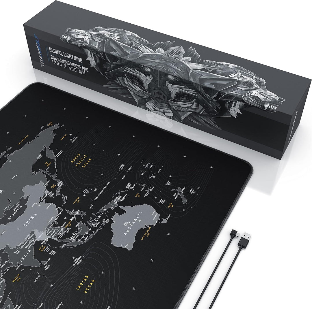 Titanwolf - XXXL RGB Gaming Mauspad – 1200 x 600 mm - Mousepad - LED Multi Color - 7 LED Farben Plus