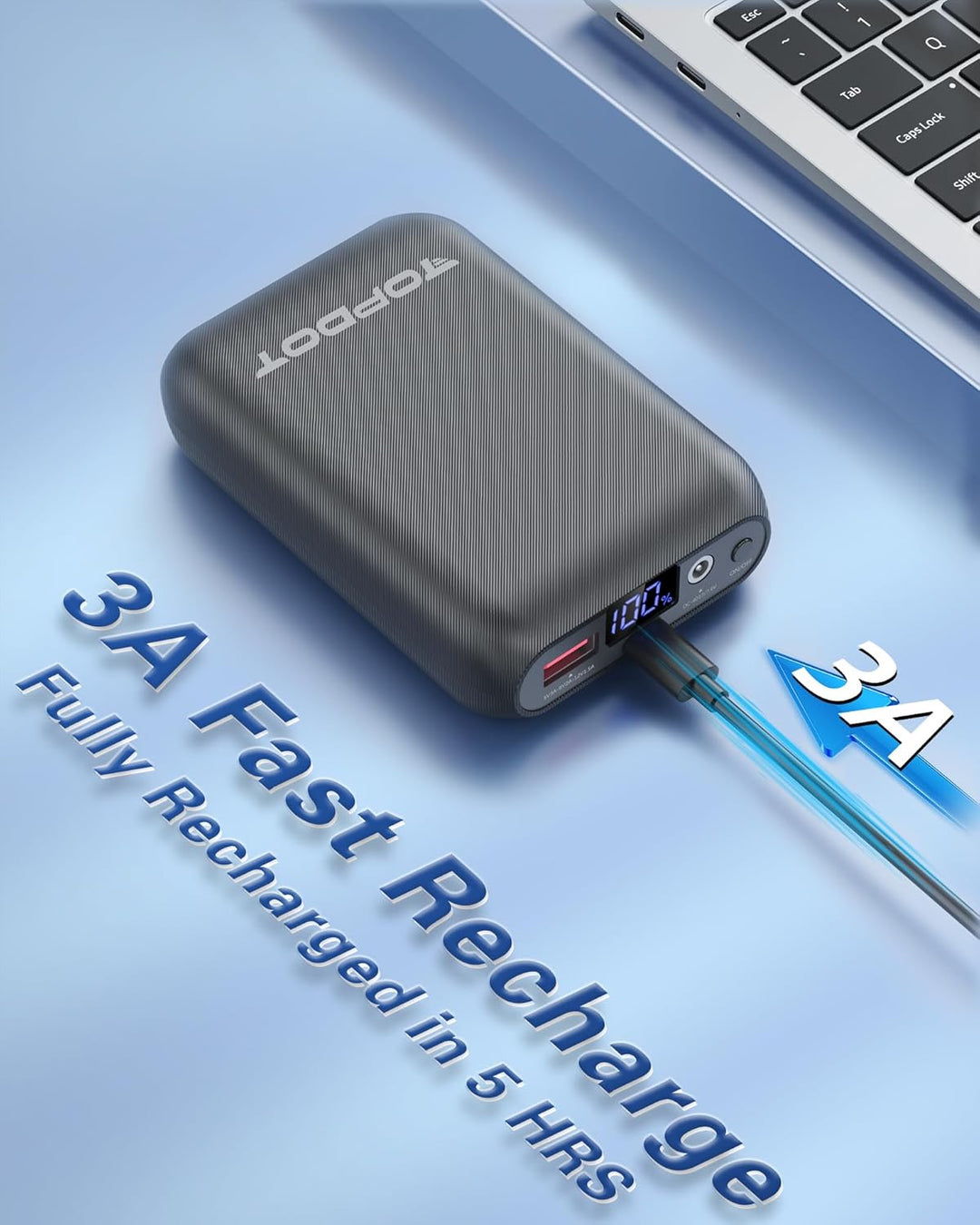 Topdot 16000mAh Powerbank für Heizweste, Beheizbarer Westen-Akkupack, DC- und USB-Ausgangsanschlüsse