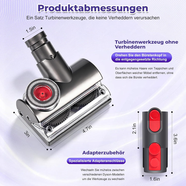 Tangle-free Mini Turbinendüse für Dyson V6 V7 V8 V10 V11 V15 SV22 DC59 DC62 DC77 UP17 Staubsauger Tu